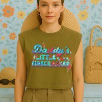 Daddys Little Firecracker Happy 4th Of July Independence Gift Garment-Dyed Women's Muscle Tee