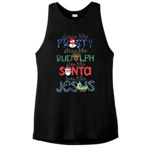 Dance Like Frosty Shine Give Santa Love Like Jesus Ladies PosiCharge Tri-Blend Wicking Tank