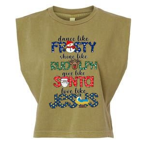 Dance Like Frosty Shine Give Santa Love Like Jesus Garment-Dyed Women's Muscle Tee