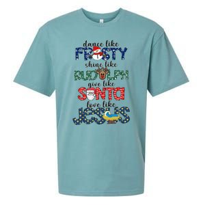 Dance Like Frosty Shine Give Santa Love Like Jesus Sueded Cloud Jersey T-Shirt