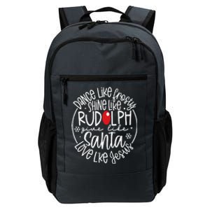 Dance Like Frosty Shine Rudolph Give Santa Love Jesus Daily Commute Backpack