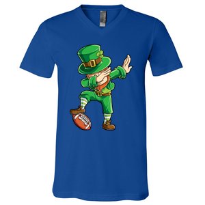 Dabbing Leprechaun Football St Patricks Day Sports Gift V-Neck T-Shirt