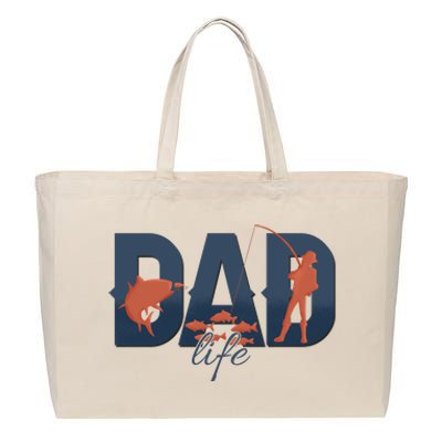 Dad Life Fishing Lover Fathers Day Gift Cotton Canvas Jumbo Tote