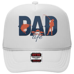 Dad Life Fishing Lover Fathers Day Gift High Crown Mesh Back Trucker Hat