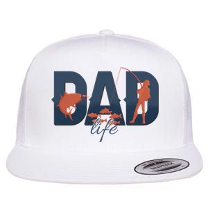 Dad Life Fishing Lover Fathers Day Gift Flat Bill Trucker Hat