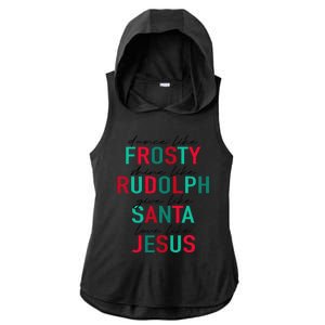 Dance Like Frosty Shine Rudolph Give Santa Love Like Jesus Ladies PosiCharge Tri-Blend Wicking Draft Hoodie Tank