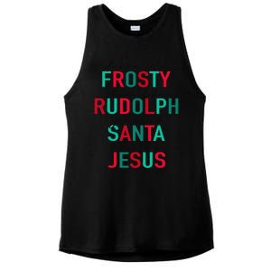 Dance Like Frosty Shine Rudolph Give Santa Love Like Jesus Ladies PosiCharge Tri-Blend Wicking Tank