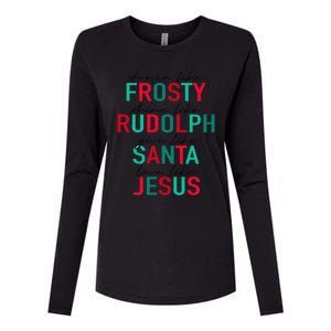 Dance Like Frosty Shine Rudolph Give Santa Love Like Jesus Womens Cotton Relaxed Long Sleeve T-Shirt