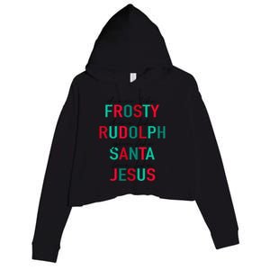 Dance Like Frosty Shine Rudolph Give Santa Love Like Jesus Crop Fleece Hoodie