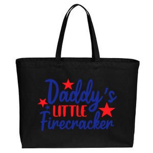 Daddys Little Firecracker Freedom 4t Of July Gift Cotton Canvas Jumbo Tote