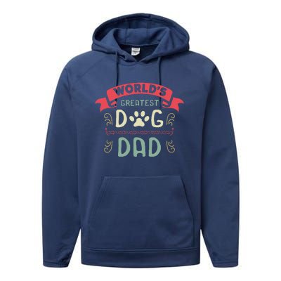 Dog Lover Fathers Day Paw Love Bark Puppy Breeder Doggy Performance Fleece Hoodie