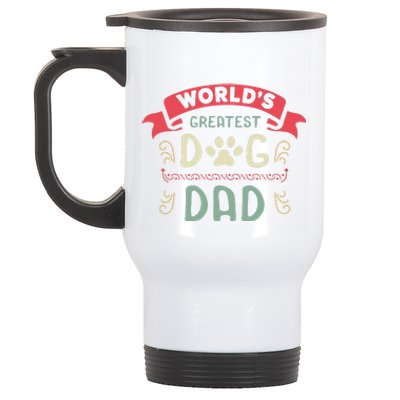 Dog Lover Fathers Day Paw Love Bark Puppy Breeder Doggy Stainless Steel Travel Mug