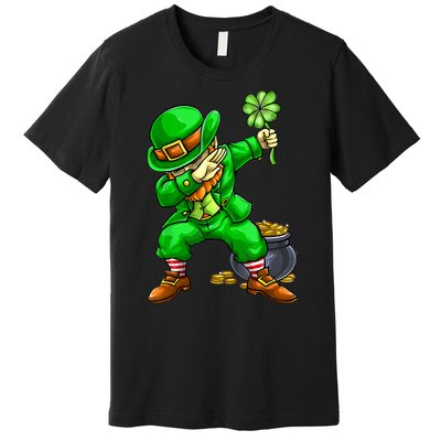 Dabbing Leprechaun Face Mask St Patrick's Day Premium T-Shirt