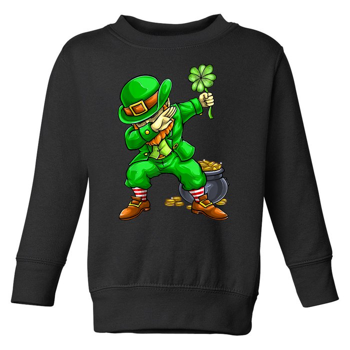 Dabbing Leprechaun Face Mask St Patrick's Day Toddler Sweatshirt