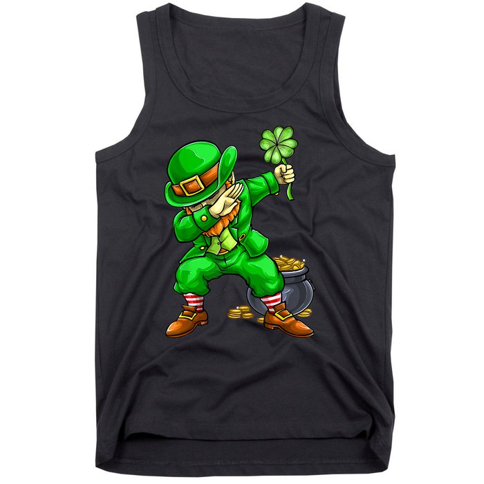 Dabbing Leprechaun Face Mask St Patrick's Day Tank Top