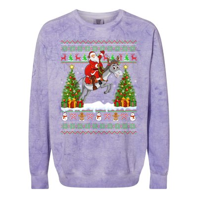 Donkey Lover Funny Ugly Santa Riding Donkey Christmas Gift Colorblast Crewneck Sweatshirt