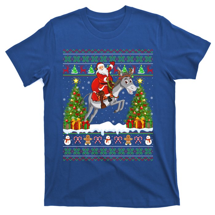 Donkey Lover Funny Ugly Santa Riding Donkey Christmas Gift T-Shirt