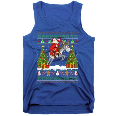 Donkey Lover Funny Ugly Santa Riding Donkey Christmas Gift Tank Top