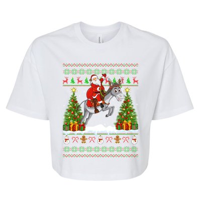 Donkey Lover Funny Ugly Santa Riding Donkey Christmas Gift Bella+Canvas Jersey Crop Tee