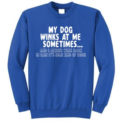 Dog Lover Funny Gift My Dog Winks At Me Sometimes Gift Sweatshirt