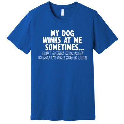 Dog Lover Funny Gift My Dog Winks At Me Sometimes Gift Premium T-Shirt