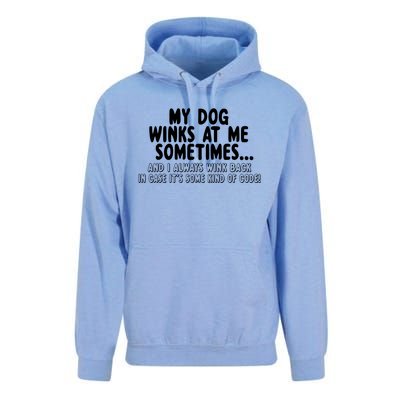 Dog Lover Funny Gift My Dog Winks At Me Sometimes Gift Unisex Surf Hoodie