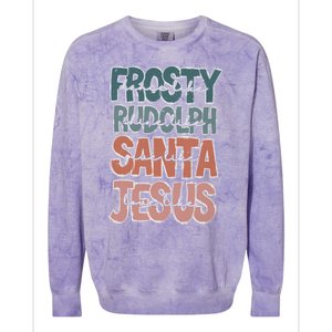 Dance Like Frosty Shine Rudolph Give Santa Love Like Jesus Colorblast Crewneck Sweatshirt