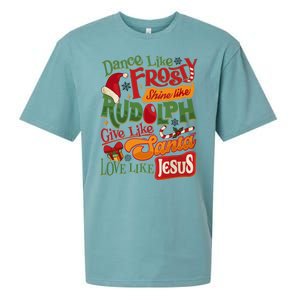 Dance Like Frosty Shine Rudolph Give Santa Love Like Jesus Sueded Cloud Jersey T-Shirt