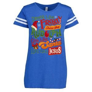 Dance Like Frosty Shine Rudolph Give Santa Love Like Jesus Enza Ladies Jersey Football T-Shirt