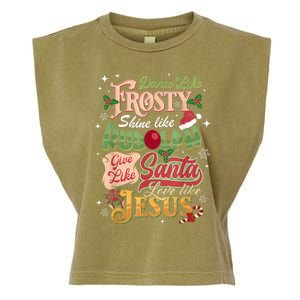 Dance Like Frosty Shine Rudolph Give Santa Love Like Jesus Garment-Dyed Women's Muscle Tee