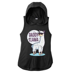 Daddy Llama Funny Dad Gift Fathers Day Ladies PosiCharge Tri-Blend Wicking Draft Hoodie Tank