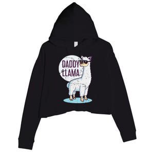 Daddy Llama Funny Dad Gift Fathers Day Crop Fleece Hoodie