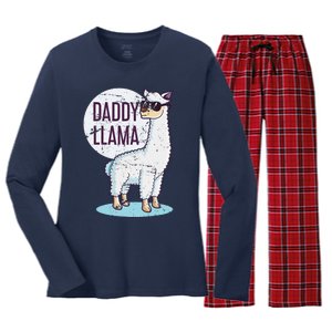 Daddy Llama Funny Dad Gift Fathers Day Women's Long Sleeve Flannel Pajama Set 