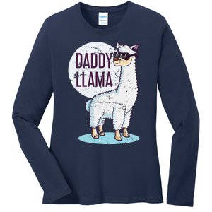 Daddy Llama Funny Dad Gift Fathers Day Ladies Long Sleeve Shirt