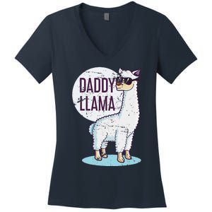 Daddy Llama Funny Dad Gift Fathers Day Women's V-Neck T-Shirt