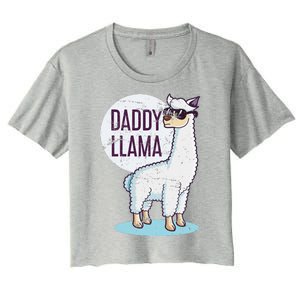 Daddy Llama Funny Dad Gift Fathers Day Women's Crop Top Tee