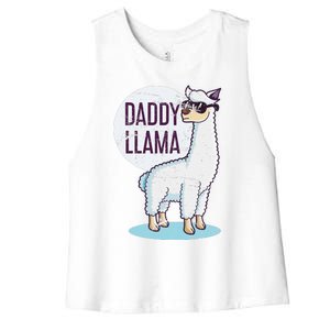 Daddy Llama Funny Dad Gift Fathers Day Women's Racerback Cropped Tank