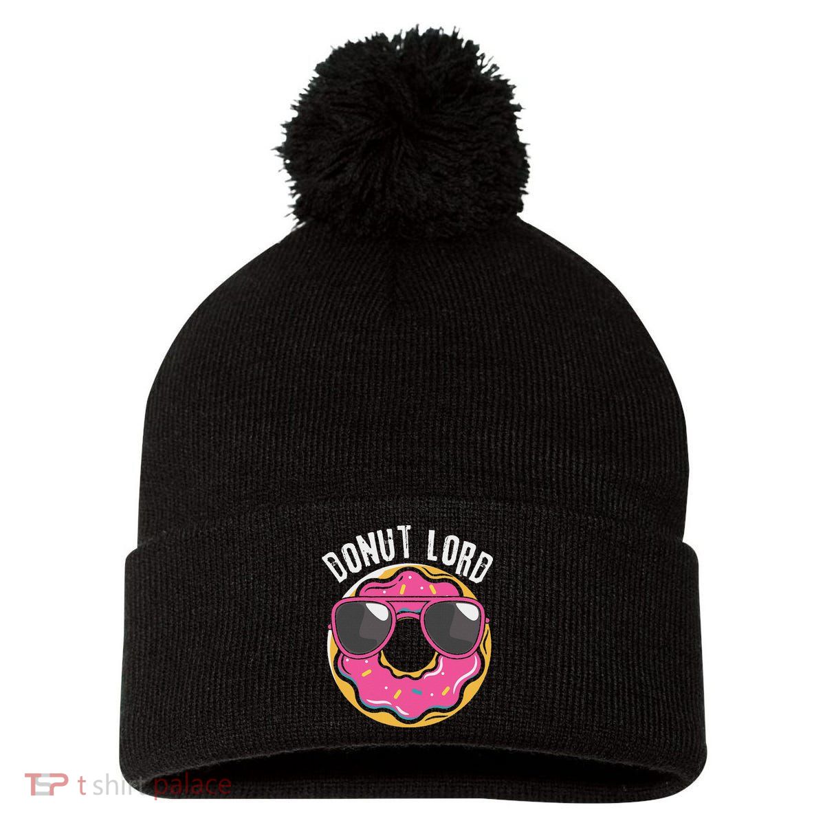 Donut Lord Funny Doughnut Lover Pom Pom 12in Knit Beanie
