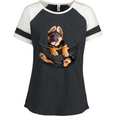 Dog Lovers Funny Gift Ger Shepherd In Pocket Funny Dog Face Funny Gift Enza Ladies Jersey Colorblock Tee