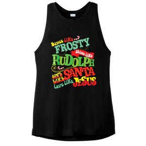 Dance Like Frosty Shine Rudolph Give Santa Love Jesus Xmas Ladies PosiCharge Tri-Blend Wicking Tank