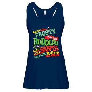 Dance Like Frosty Shine Rudolph Give Santa Love Jesus Xmas Ladies Essential Flowy Tank