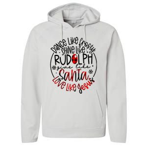 Dance Like Frosty Shine Rudolph Give Santa Love Like Jesus Performance Fleece Hoodie