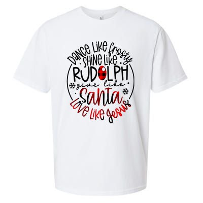 Dance Like Frosty Shine Rudolph Give Santa Love Like Jesus Sueded Cloud Jersey T-Shirt