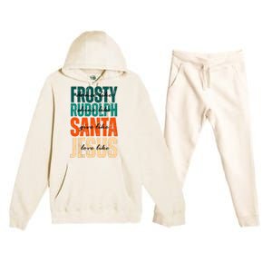 Dance Like Frosty Shine Like Rudolph Give Like Santa Love Like Jesus Premium Hooded Sweatsuit Set