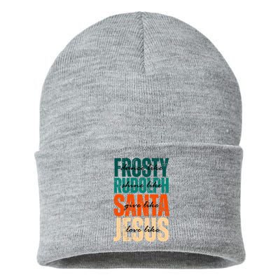 Dance Like Frosty Shine Like Rudolph Give Like Santa Love Like Jesus Sustainable Knit Beanie