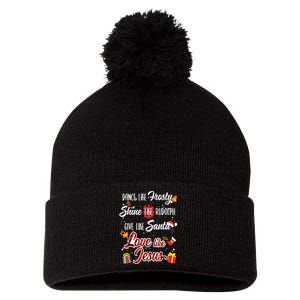 Dance Like Frosty Shine Rudolph Give Santa Love Like Jesus Pom Pom 12in Knit Beanie