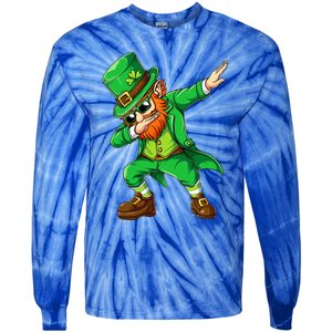 Dabbing Leprechaun Funny Gifts St Patricks Day Tie-Dye Long Sleeve Shirt