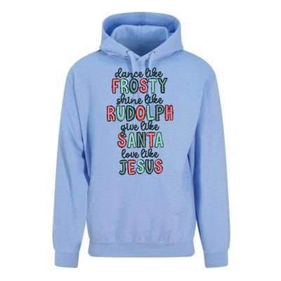 Dance Like Frosty Shine Like Rudolph Give Like Santa Xmas Unisex Surf Hoodie