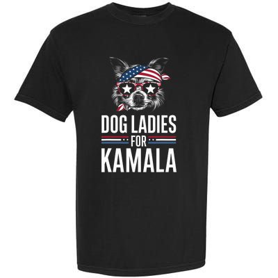 Dog Ladies For Kamala Funny Dog 2024 President Kamala Harris Garment-Dyed Heavyweight T-Shirt