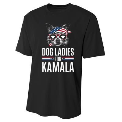 Dog Ladies For Kamala Funny Dog 2024 President Kamala Harris Performance Sprint T-Shirt